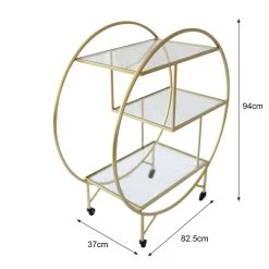 MonsterShop Chariot De Bar Desserte Cocktails Boissons Table Année 30 Style Halo ... -Pegane Shop 26558 large gold bar cart 014