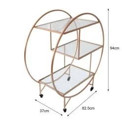 MonsterShop Chariot De Bar Desserte Cocktails Boissons Table Année 30 Style Halo ... -Pegane Shop 26559 large rose gold bar cart 014