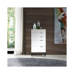 Tousmesmeubles Chiffonnier 5 Tiroirs Laqué Blanc/Métal - ONEL -Pegane Shop 35062 thickbox default