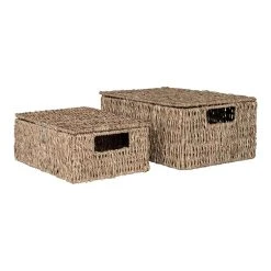 Altobuy ALTAMAR - Lot De 2 Panières En Jonc De Mer Avec Couvercle