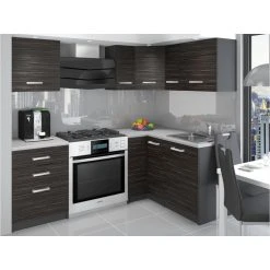 Hucoco ASKETT - Cuisine Complète D'angle + Modulaire L 300cm 8 Pcs - Plan D...