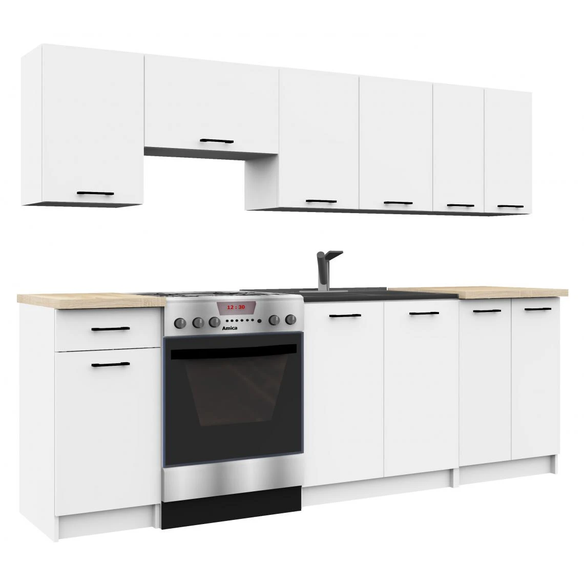 Hucoco ASTRA | Cuisine Complète Linéaire + Modulaire 240cm 7 Pcs | Plan De ... 2 Hucoco ASTRA | Cuisine Complète Linéaire + Modulaire 240cm 7 Pcs | Plan De ... - Image 2