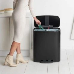 Poubelle à Pédale 2x30l Matt Black - 211508 - BRABANTIA -Pegane Shop brabantia 211508 11011226 28763614 1140x1140