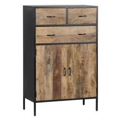 Altobuy BRATO - Meuble De Rangement Manguier Et Métal Noir