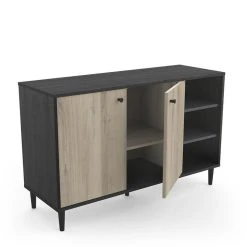 SANS MARQUE Buffet 2 Portes 3 Portes Industriel Arty - Noir -Pegane Shop buffet 2 portes 3 portes industriel arty noir 12411002 33090344 1140x1140