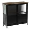 SANS MARQUE Buffet 2 Portes Métal Et Verre Tibo Atmosphera - Noir