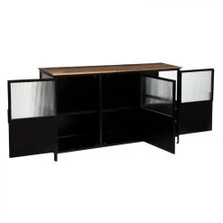 SANS MARQUE Buffet 3 Portes Métal Et Verre Tibo Atmosphera - Noir -Pegane Shop buffet 3 portes metal et verre tibo atmosphera noir 11157502 29193026 1140x1140