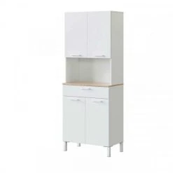 Dansmamaison Buffet 4 Portes Blanc/Chêne - TEKANA - L 72 X L 40 X H 186 Cm -Pegane Shop buffet 4 portes blancchene tekana l 72 x l 40 x h 186 cm 9066891 23629253 1140x1140