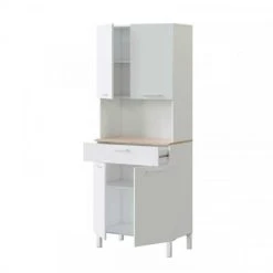 Dansmamaison Buffet 4 Portes Blanc/Chêne - TEKANA - L 72 X L 40 X H 186 Cm -Pegane Shop buffet 4 portes blancchene tekana l 72 x l 40 x h 186 cm 9066891 23629255 1140x1140