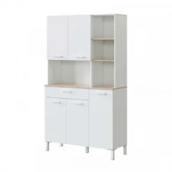 Dansmamaison Buffet 5 Portes Blanc/Chêne - TEKANA - L 108 X L 40 X H 186 Cm -Pegane Shop buffet 5 portes blancchene tekana l 108 x l 40 x h 186 cm 9066889 23629247 1140x1140
