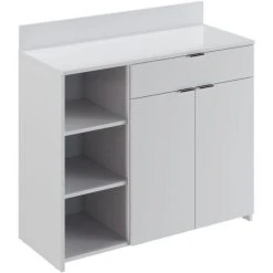 Tbs Buffet Cuisine - 2 Portes + 1 Tiroir - Mélaminé Blanc - L 100 X P 42... -Pegane Shop buffet cuisine 2 portes 1 tiroir melamine blanc l 100 x p 42 x h 95 cm 14071604 39079102 1140x1140