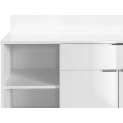 Tbs Buffet Cuisine - 2 Portes + 1 Tiroir - Mélaminé Blanc - L 100 X P 42... -Pegane Shop buffet cuisine 2 portes 1 tiroir melamine blanc l 100 x p 42 x h 95 cm 14071604 39079104 1140x1140