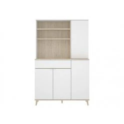 Vente-unique Buffet De Cuisine WAJDI - 4 Portes, 1 Tiroir Et 3 Niches - Blanc Et Ch...