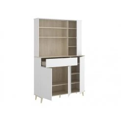 Vente-unique Buffet De Cuisine WAJDI - 4 Portes, 1 Tiroir Et 3 Niches - Blanc Et Ch... -Pegane Shop buffet de cuisine wajdi 10881558 28412110 1140x1140