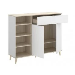 Vente-unique Buffet De Cuisine WAJDI - 2 Portes, 1 Tiroir Et 4 Niches - Blanc Et Ch... -Pegane Shop buffet de cuisine wajdi 10881562 28412134 1140x1140