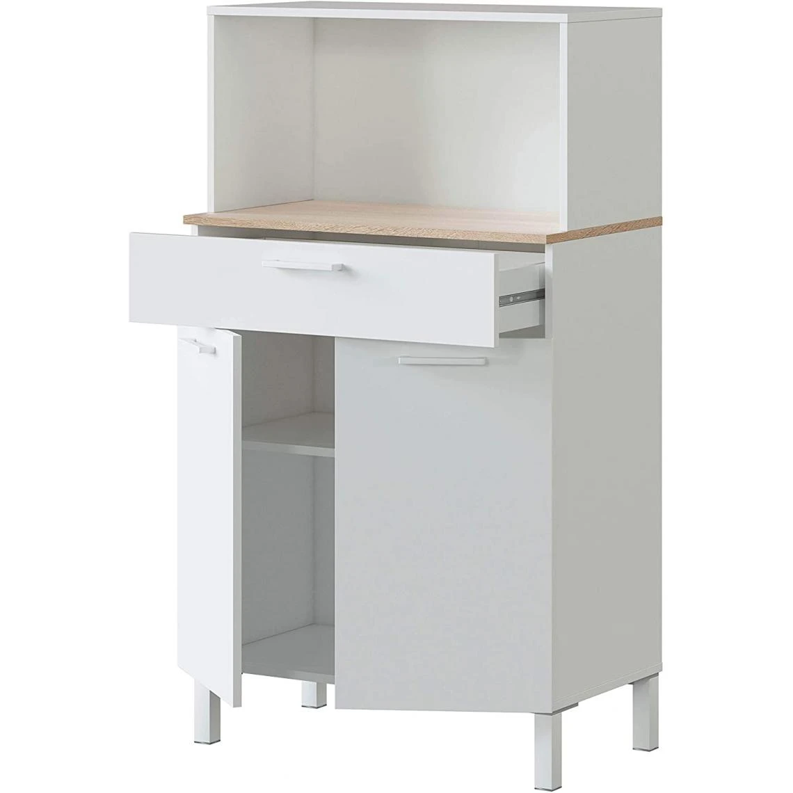 Pegane Buffet Meuble Cuisine 2 Portes + Tiroir Coloris Blanc Artic / Chêne C... 2 Pegane Buffet Meuble Cuisine 2 Portes + Tiroir Coloris Blanc Artic / Chêne C... - Image 2