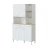 Pegane Buffet Meuble Cuisine 5 Portes + 1 Tiroir Coloris Blanc Artic/chêne C...
