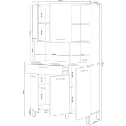Pegane Buffet Meuble Cuisine 5 Portes + 1 Tiroir Coloris Blanc Artic/chêne C... -Pegane Shop buffet meuble cuisine 5 portes 1 tiroir coloris blanc articchene canadien hauteur 186 cm x longueur 108 cm x profondeur 40 cm 10519910 27267796 1140x1140