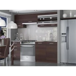 Hucoco CABANA - Cuisine Complète Modulaire Linéaire L 180/120 Cm 5 Pcs - Pl...