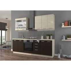 Tbs CHAMONIX Cuisine Complète - Mélamine Décor Chêne Foncé - L 240 X ...