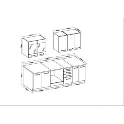 Tbs CHAMONIX Cuisine Complète - Mélamine Décor Chêne Foncé - L 240 X ... -Pegane Shop chamonix cuisine complete melamine decor chene fonce l 240 x p 60 x h 82 cm plan de travail non inclus 14069722 39072312 1140x1140