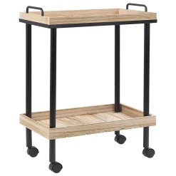 Beliani Chariot De Cuisine Bois Clair Et Noir TAGGIO