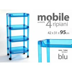 Webmarketpoint Chariot De Salle De Bain De Cuisine En Plastique Bleu Avec Roues Cm 42...