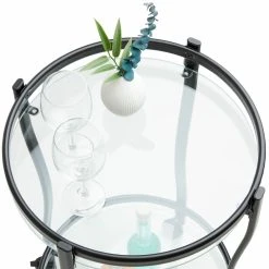 IDIMEX Chariot De Service VEGA, En Métal Noir Et Verre Trempé Transparent -Pegane Shop chariot de service vega en metal noir et verre trempe tra 11716308 30883324 324 1140x1140