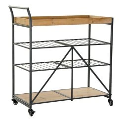 Chariot Multi-usages DKD Home Decor Noir Métal Sapin (83 X 41 X 90 Cm...