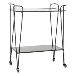 Chariot Multi-usages DKD Home Decor Noir Métal Verre (70 X 34 X 87 Cm...