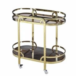 Chariot Multi-usages DKD Home Decor Verre Doré Acier (85 X 46.5 X 80....