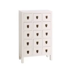 Tousmesmeubles Chiffonnier Blanc Meuble Chinois 15 Tiroirs - PEKIN