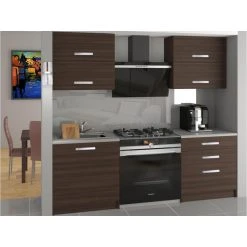 Hucoco CINDER - Cuisine Complète Modulaire Linéaire L 120 Cm 4 Pcs - Plan D...