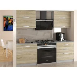 Hucoco CINDER - Cuisine Complète Modulaire Linéaire L 120 Cm 4 Pcs - Plan D...