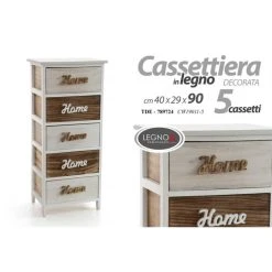 Webmarketpoint Commode 5 Tiroirs De Maison Blanc Et Noyer 40x29xh.90 Cm