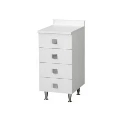 Webmarketpoint Commode à 4 Tiroirs En Bois Mélaminé Frêne Blanc 40x50xh.83,5 Cm