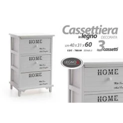 Webmarketpoint Commode Avec Trois Tiroirs Home Blanc Cm 40 X 31x X 60 H