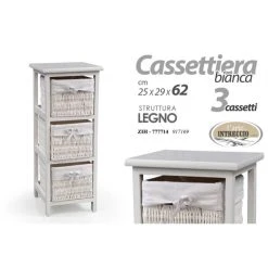 Webmarketpoint Commode Blanche 3 Tiroirs Salle De Bain Cuisine En Osier