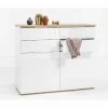 LLB LIVING LIFE BED Commode Blanche 4 Tiroirs 2 Portes Pour Salle à Manger Salon Chambre