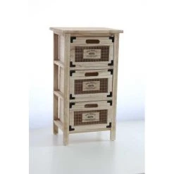 Webmarketpoint Commode Mobile Home Bois Naturel 3 Tiroirs Cm 34 X 25 X 62 H