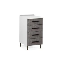 Webmarketpoint Commode Pour Cuisine Gris Béton 4 Tiroirs En Bois Mélaminé Cm H 85x...