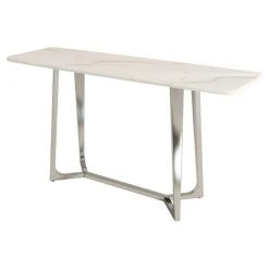 Console DKD Home Decor Acier Argent Marbre (150 X 45 X 80 Cm)