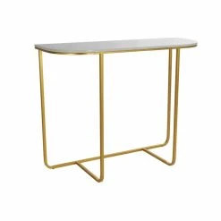 Console DKD Home Decor Doré Métal Blanc Marbre (98 X 35 X 77 Cm)