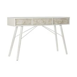 Console DKD Home Decor Sapin Beige Métal Blanc (120 X 36,5 X 76 Cm)