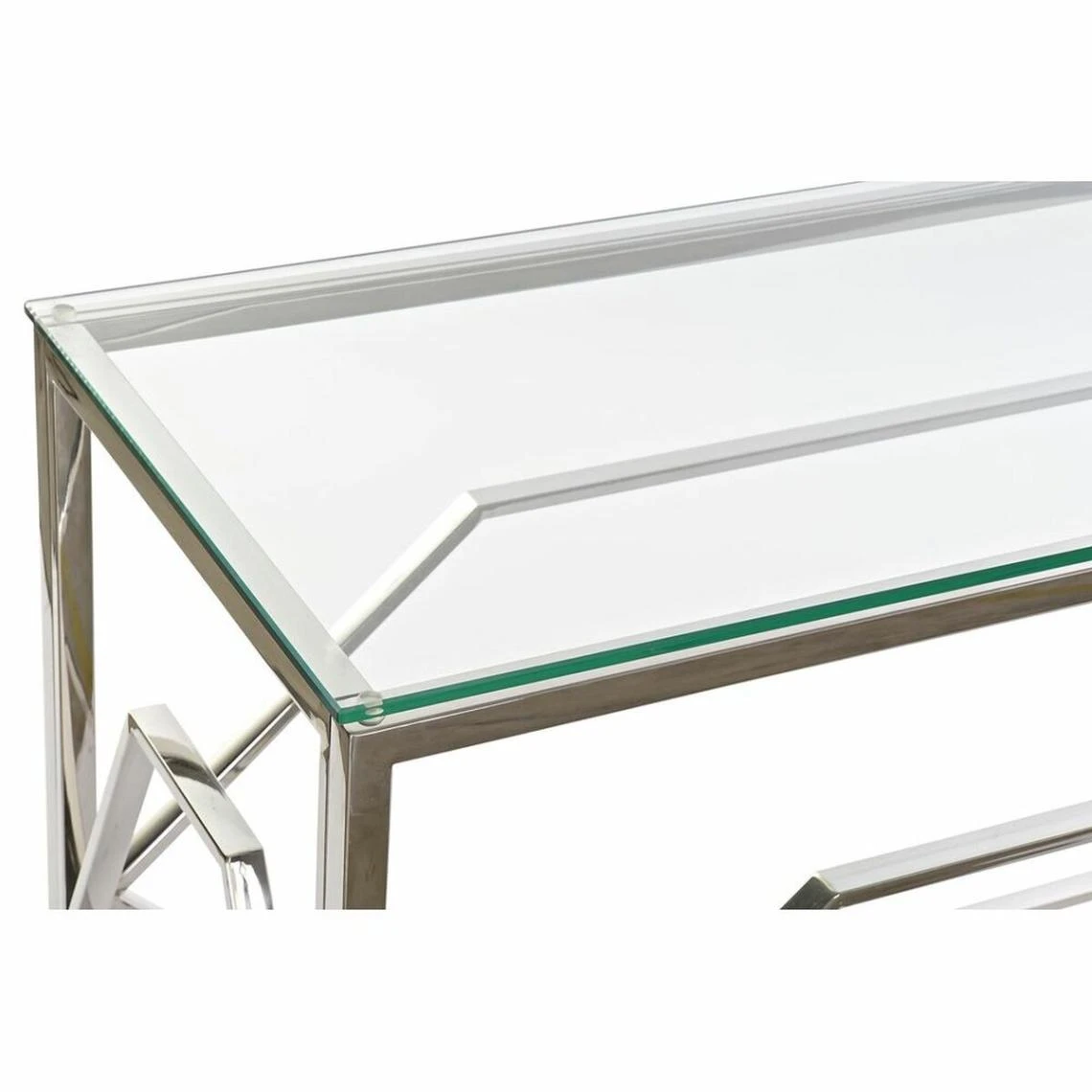 Console DKD Home Decor Verre Argenté Acier Inoxydable (120 X 40 X 78 ... 2 Console DKD Home Decor Verre Argenté Acier Inoxydable (120 X 40 X 78 ... – Image 2