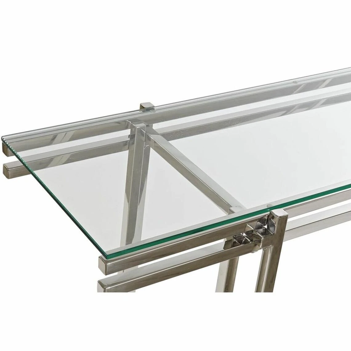 Console DKD Home Decor Verre Argenté Acier Inoxydable Moderne (120 X ... 2 Console DKD Home Decor Verre Argenté Acier Inoxydable Moderne (120 X ... – Image 2
