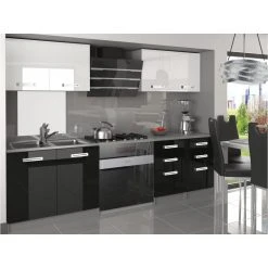 Hucoco CORNETTA - Cuisine Complète Modulaire Linéaire L 160cm 6 Pcs - Plan ...