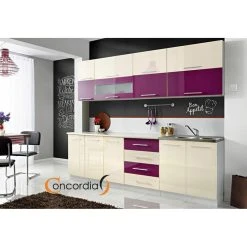 Hucoco COVE N - Cuisine Complète 2,6 M - 8pcs + Plan De Travail INCLUS - En...