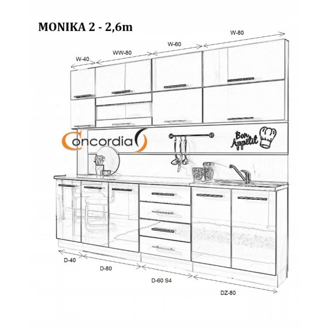 Hucoco COVE N - Cuisine Complète 260 Cm - 8 Pcs + Plan De Travail INCLUS - ... 2 Hucoco COVE N - Cuisine Complète 260 Cm - 8 Pcs + Plan De Travail INCLUS - ... - Image 2