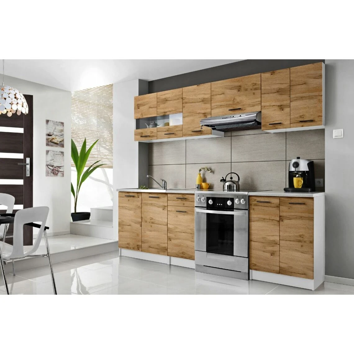 Dusine Cuisine Bigo 7 éléments - Finition Bas BOIS Haut BOIS 240 Cm 2 Dusine Cuisine Bigo 7 éléments - Finition Bas BOIS Haut BOIS 240 Cm - Image 2